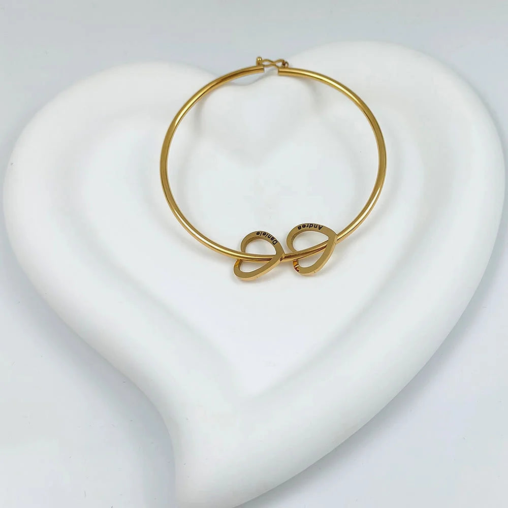 Bracelet Coeurs Unis Jusqu'à 9 Prénoms